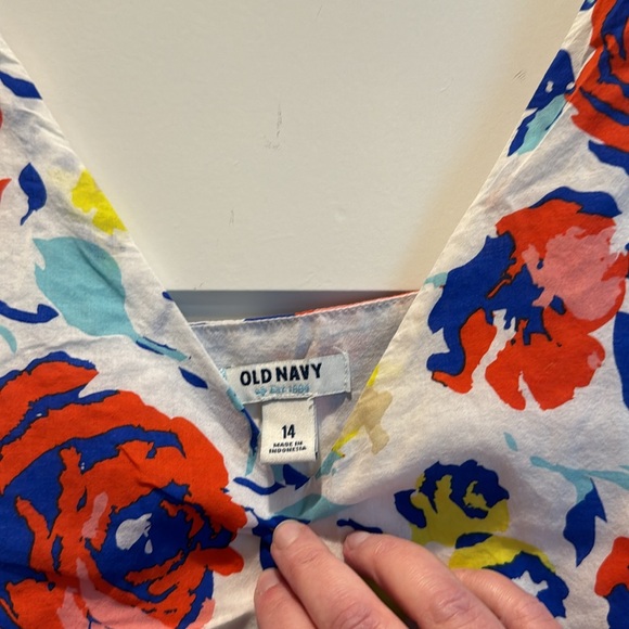 Fit and flare sleeveless sundress, floral pattern, white with multicolor flowers - Picture 4 of 6